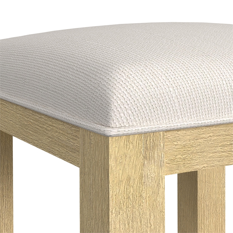 Picket House Furnishings Woodridge Dressing Stool with White Fabric in Natural