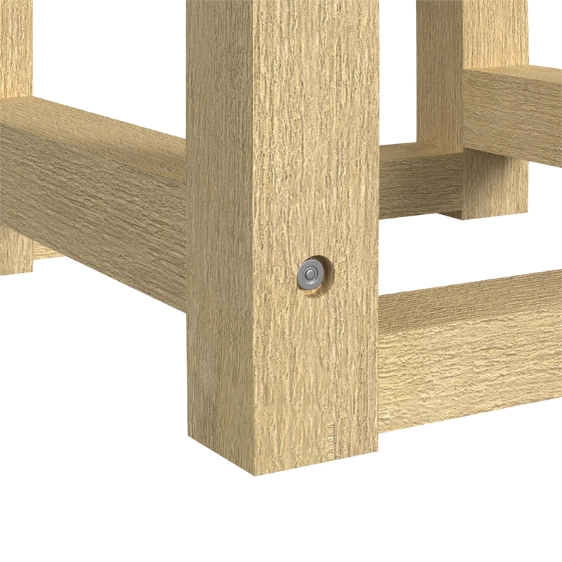 Picket House Furnishings Woodridge Dressing Stool with White Fabric in Natural