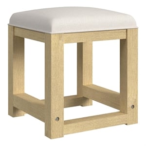 Picket House Furnishings Woodridge Dressing Stool with White Fabric in Natural