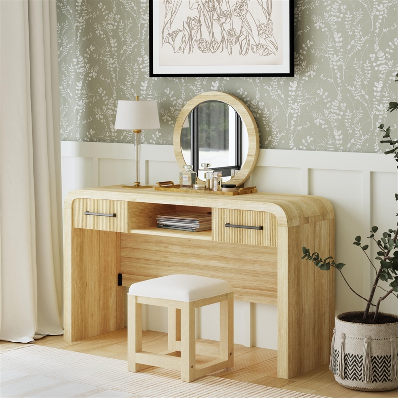 Picket House Furnishings Woodridge Dressing Table and Mirror in Natural