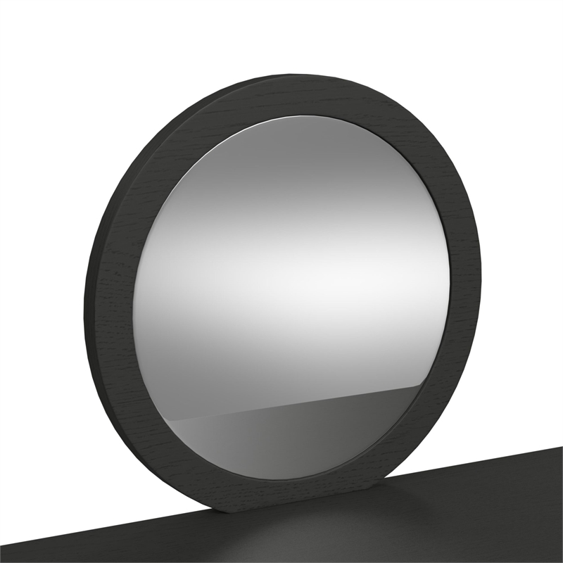 Picket House Furnishings Woodridge Dressing Table and Mirror in Black with Grain