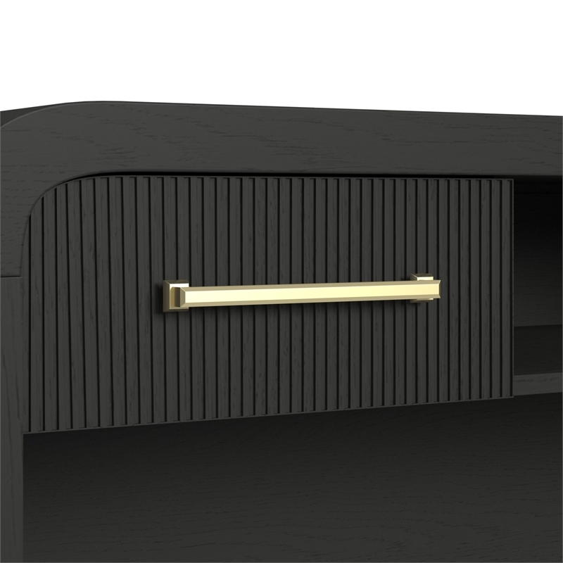 Picket House Furnishings Woodridge Dressing Table and Mirror in Black with Grain