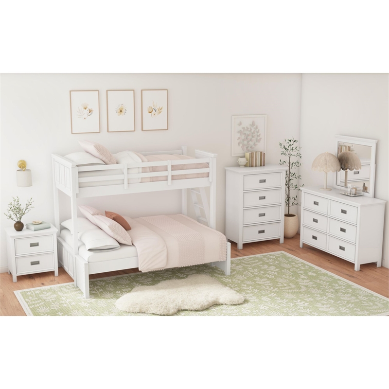 Brooklyn Kids Twin Over Full Bunk with Ladder 3PC Bedroom Set in White