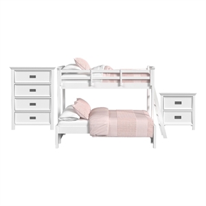 Brooklyn Kids Twin Over Full Bunk with Ladder 3PC Bedroom Set in White