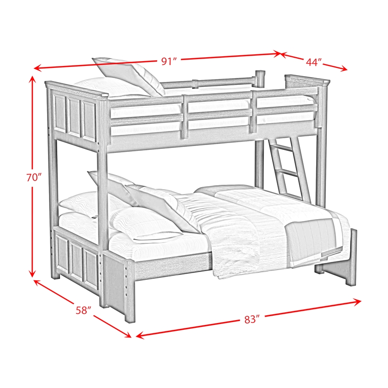 Brooklyn Kids Twin Over Full Bunk with Ladder 5PC Bedroom Set in White
