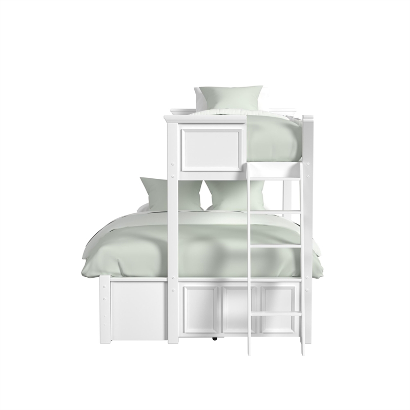 Brooklyn Kids Twin Over Full Bunk with Ladder and Trundle in White