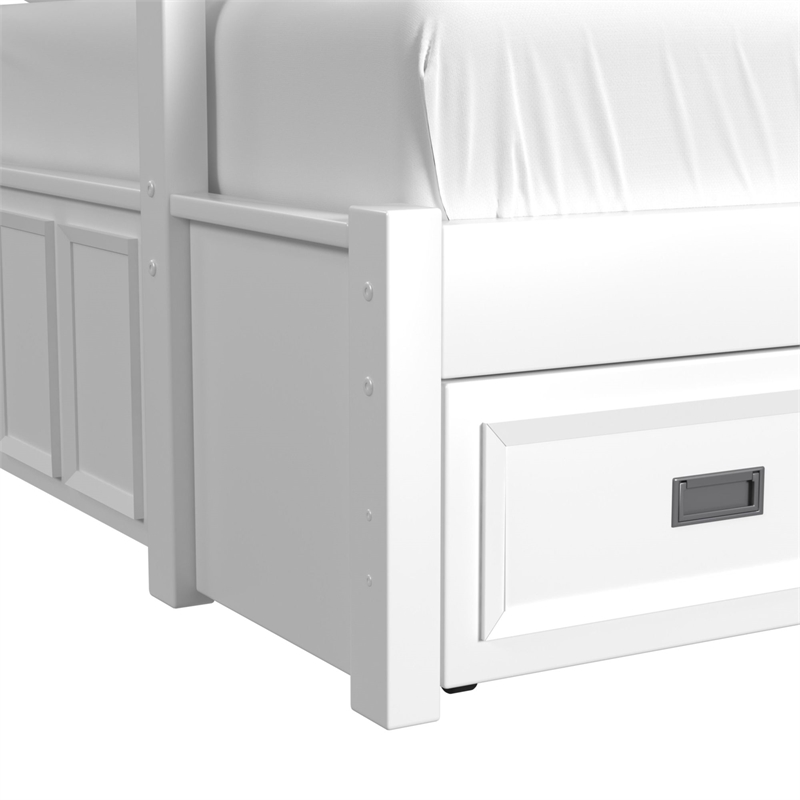 Brooklyn Kids Twin Over Full Bunk with Ladder and Trundle in White