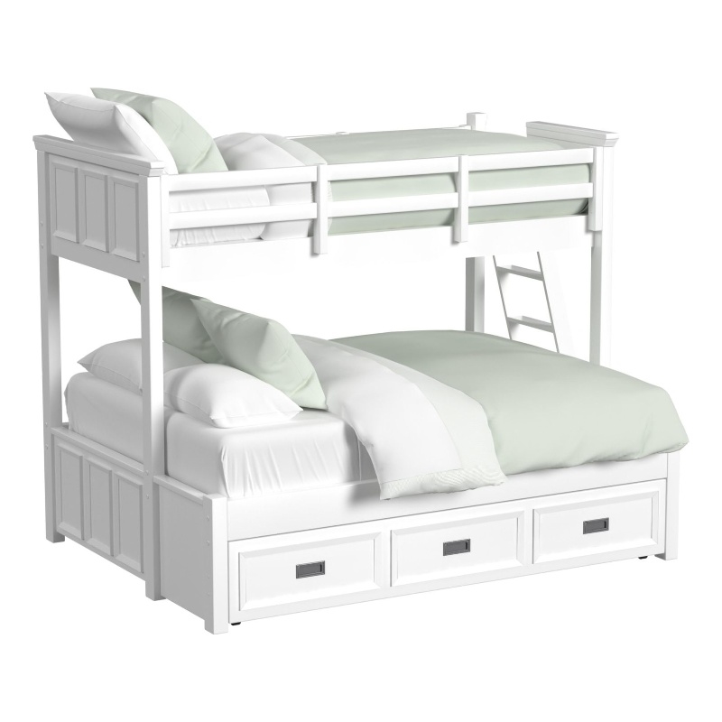 Brooklyn Kids Twin Over Full Bunk with Ladder and Trundle in White
