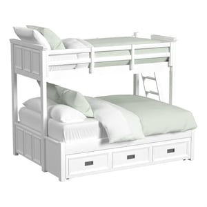 Brooklyn Kids Twin Over Full Bunk with Ladder and Trundle in White