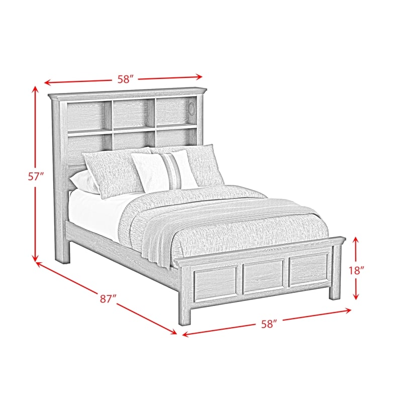 Brooklyn Kids Full Bookcase 3PC Bedroom Set in White