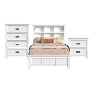 Brooklyn Kids Full Bookcase 3PC Bedroom Set in White