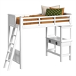 Brooklyn Kids Twin Loft with Ladder and Desk with Speaker in White