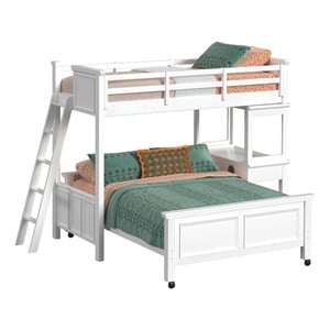 Brooklyn Kids Twin Over Full Loft with Ladder and Desk with Speaker in White