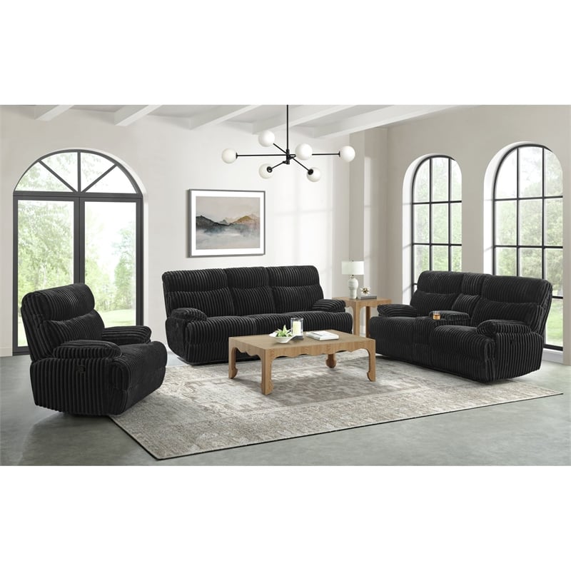 Picket House Furnishings Merrick Motion Recliner in Masis Black