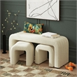 Picket House Furnishings Canyon Bench With 2 Stools in Ching Cream