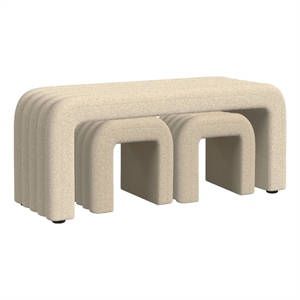 Picket House Furnishings Canyon Bench With 2 Stools in Ching Cream