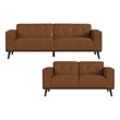 Picket House Furnishings Fate 2PC Living Room Set in Pebble Tan-Sofa & Loveseat