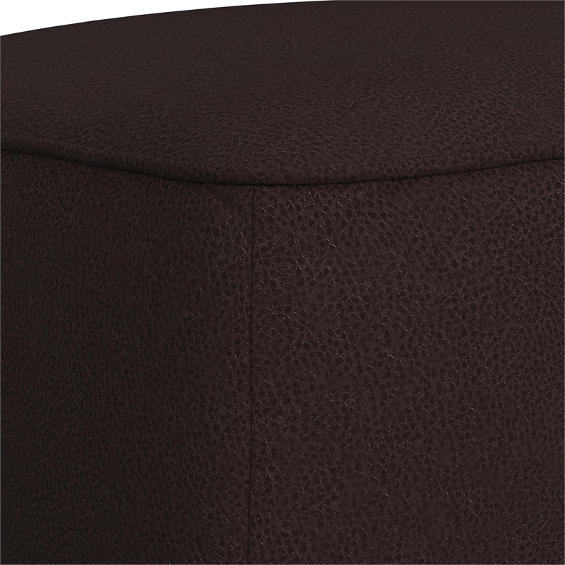 Picket House Furnishings Fate Ottoman with Wood Base in Pebble Brown