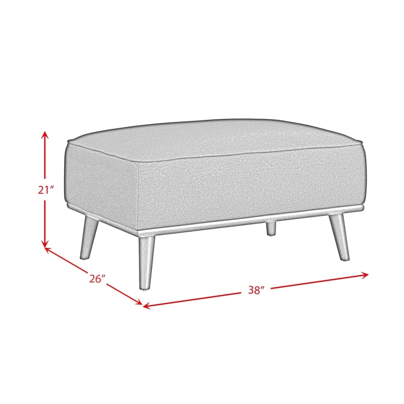 Picket House Furnishings Fate Ottoman with Wood Base in Pebble Tan
