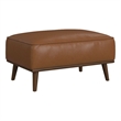 Picket House Furnishings Fate Ottoman with Wood Base in Pebble Tan