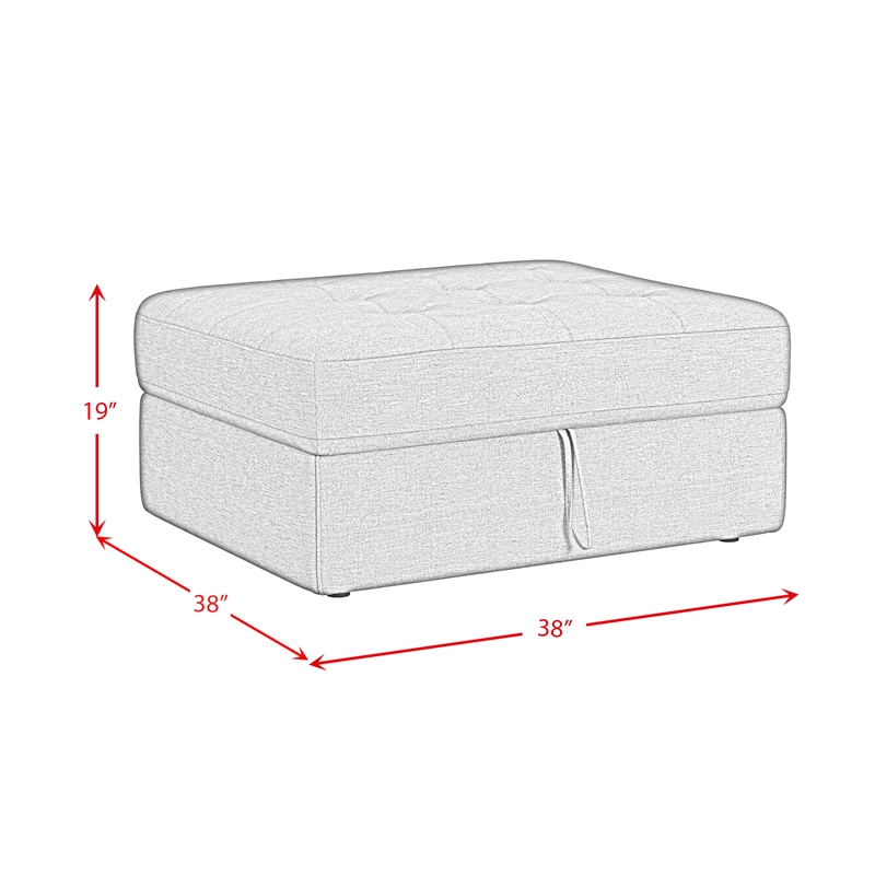 Picket House Furnishings Harleigh Storage Ottoman in Palmer Plus Ash