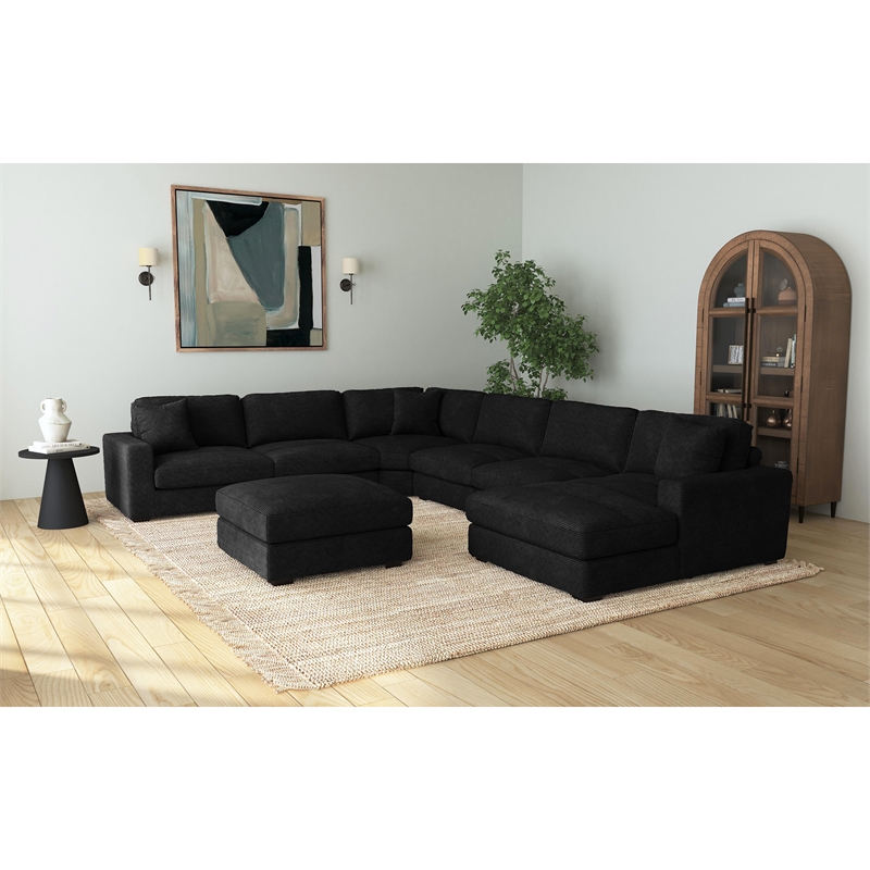 Picket House Furnishings Mesa Modular Ottoman in Steno Black