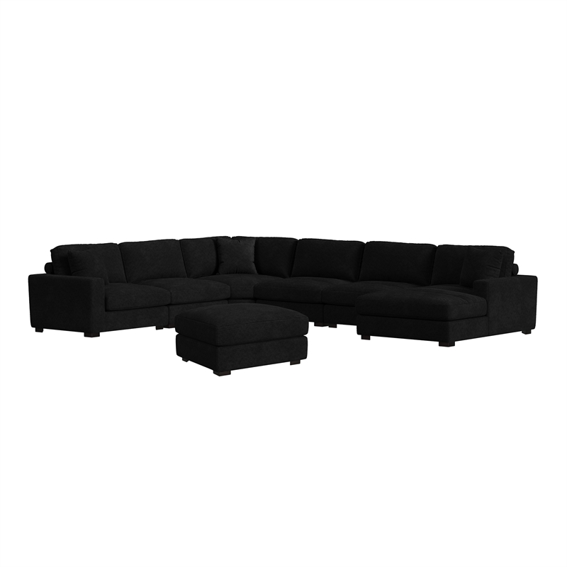 Picket House Furnishings Mesa Modular Ottoman in Steno Black