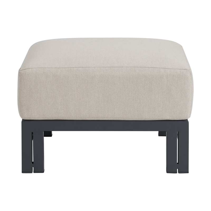 Picket House Furnishings Fresca Ottoman - Dark Grey and Olefin Beige