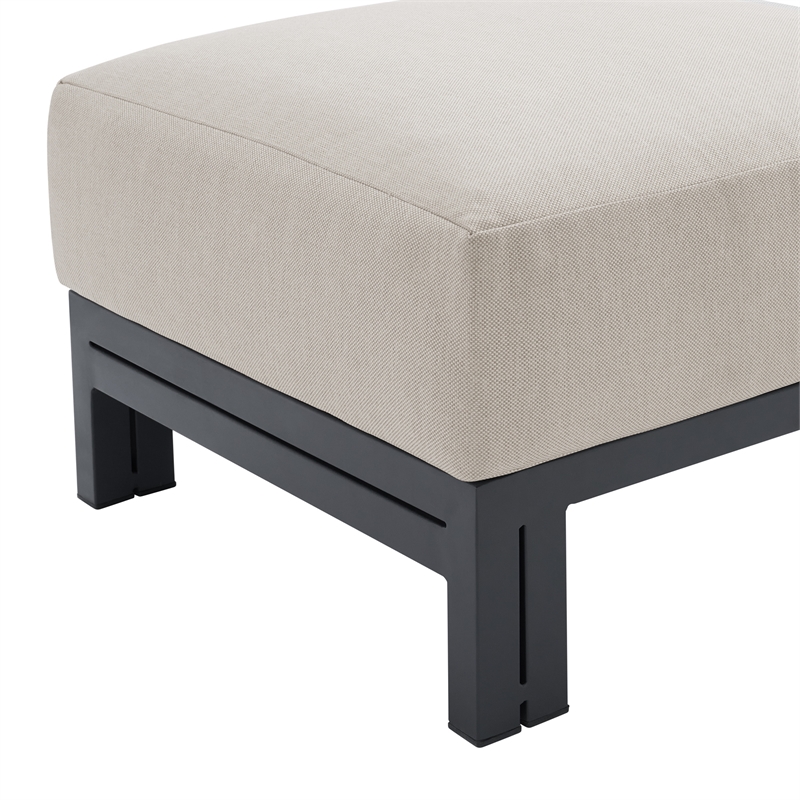 Picket House Furnishings Fresca Ottoman - Dark Grey and Olefin Beige