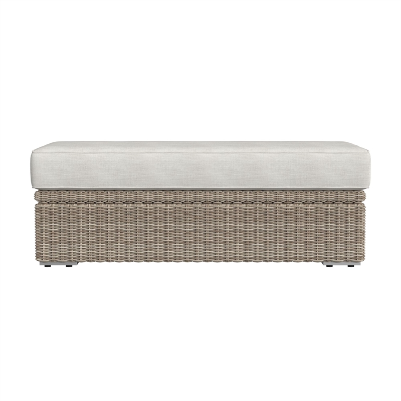 Picket House Furnishings Flora  Ottoman - Natural and Olefin Beige