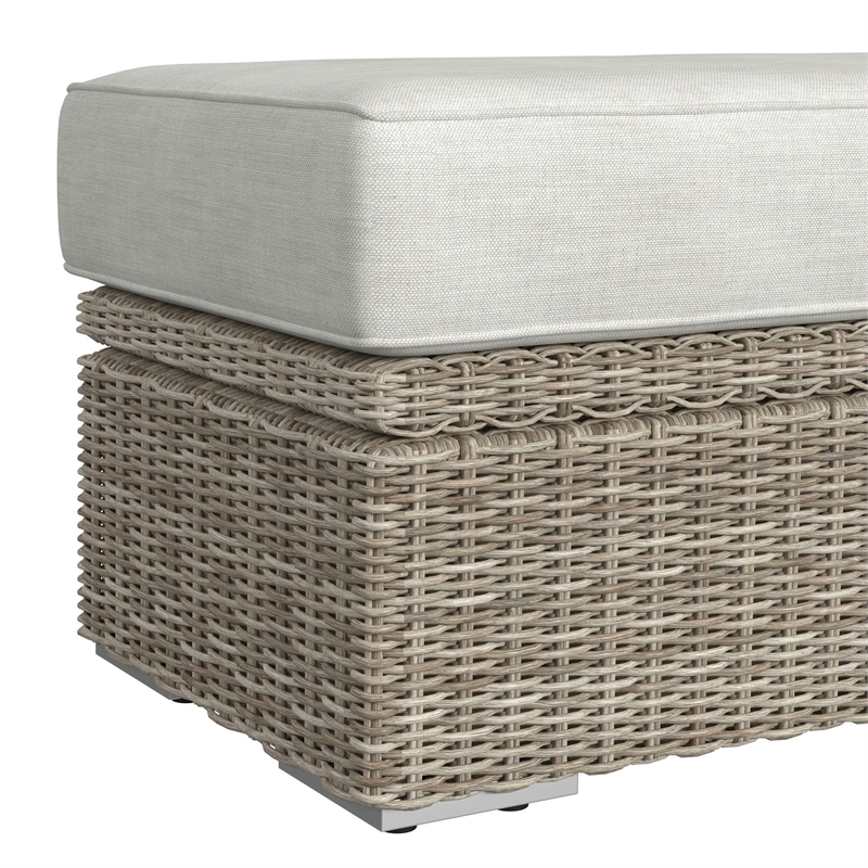 Picket House Furnishings Flora  Ottoman - Natural and Olefin Beige