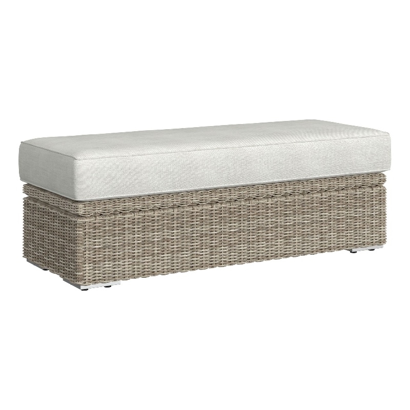 Picket House Furnishings Flora  Ottoman - Natural and Olefin Beige
