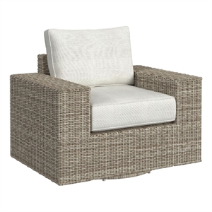 Picket House Furnishings Flora  Swivel Chair - Natural and Olefin Beige