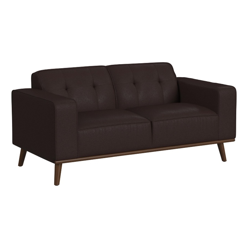 Picket House Furnishings Fate Loveseat with Wood Front in Pebble Brown