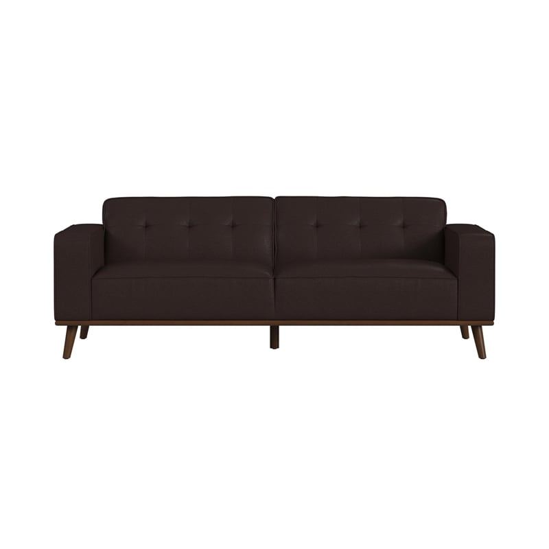 Picket House Furnishings Fate Sofa with Wood Front in Pebble Brown