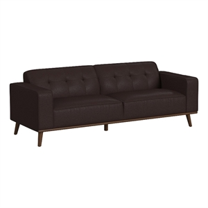 Picket House Furnishings Fate Sofa with Wood Front in Pebble Brown