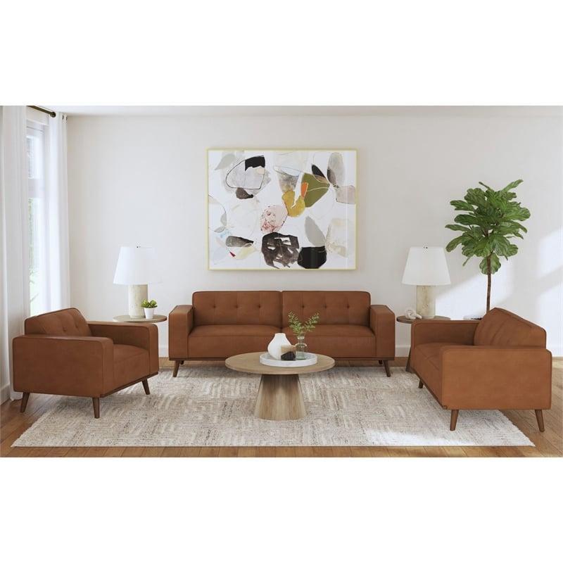 Picket House Furnishings Fate Loveseat with Wood Front in Pebble Tan