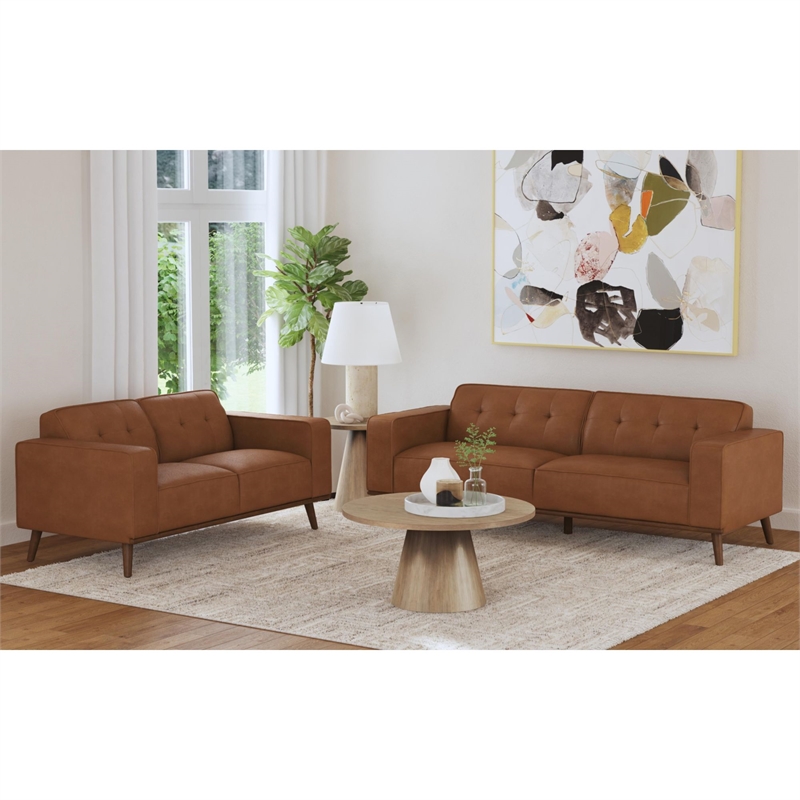 Picket House Furnishings Fate Loveseat with Wood Front in Pebble Tan
