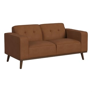 Picket House Furnishings Fate Loveseat with Wood Front in Pebble Tan