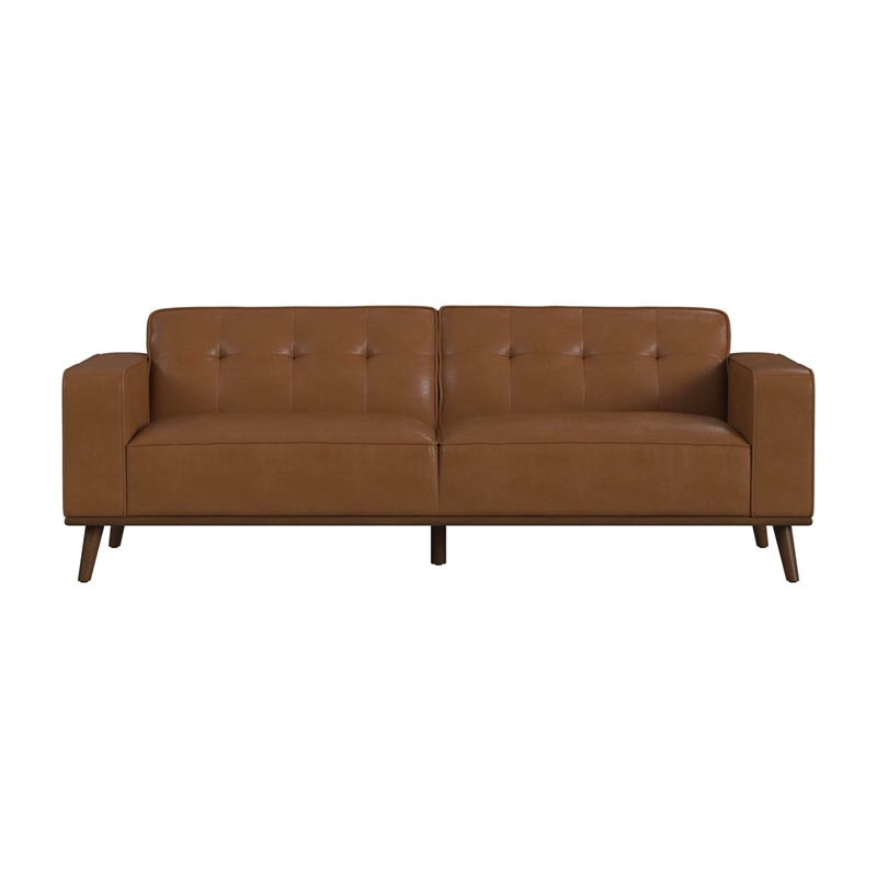 Picket House Furnishings Fate Sofa with Wood Front in Pebble Tan