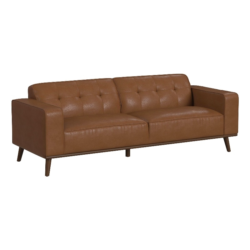 Picket House Furnishings Fate Sofa with Wood Front in Pebble Tan