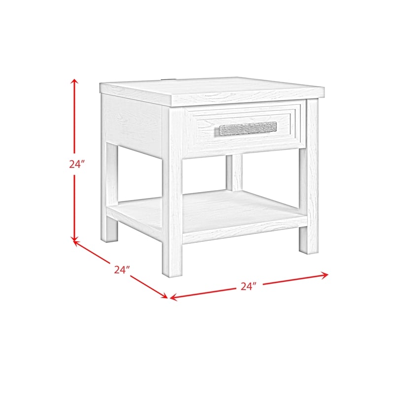 Picket House Furnishings Rhiannon  End Table with USB in Antique White