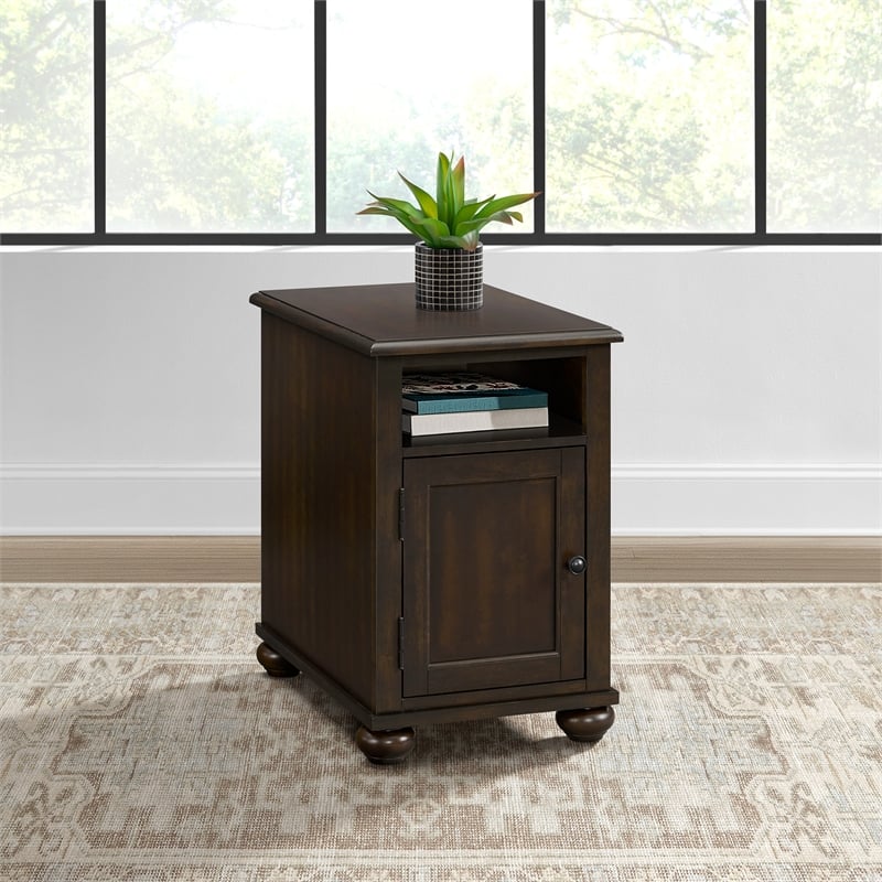 Picket House Furnishings Chad Chairside Table with USB in Cherry