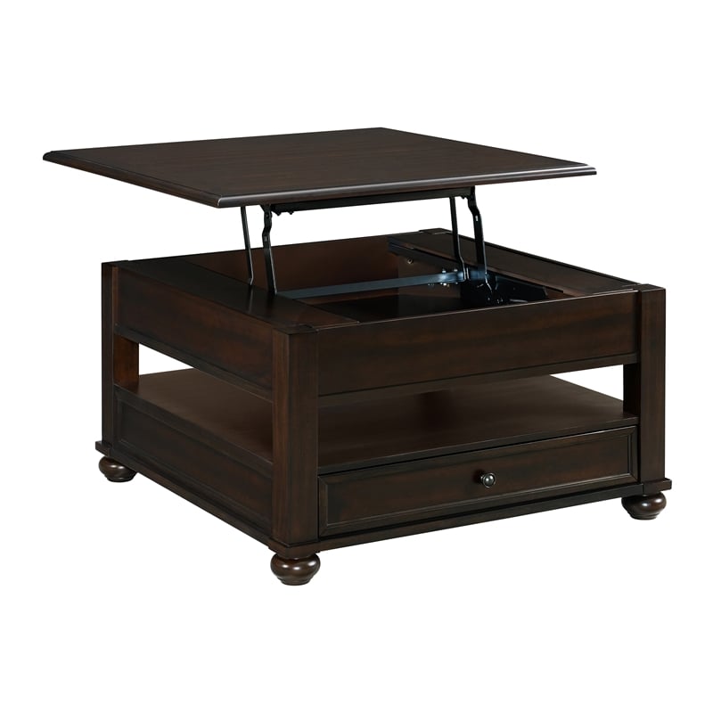 Picket House Furnishings Chad Square Lift-Top Coffee Table w/ Casters in Cherry