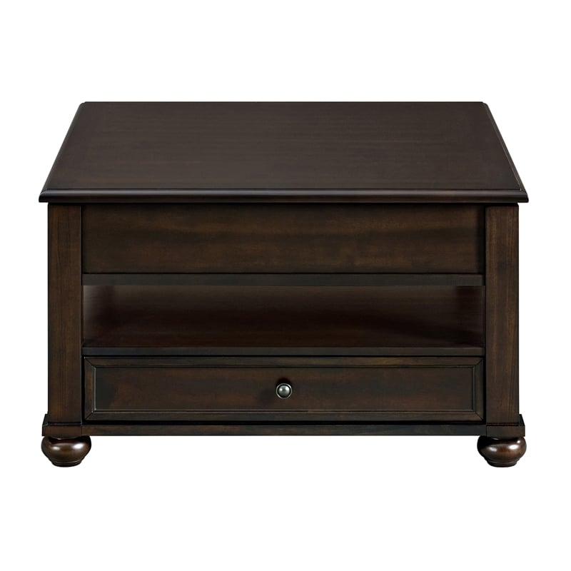 Picket House Furnishings Chad Square Lift-Top Coffee Table w/ Casters in Cherry