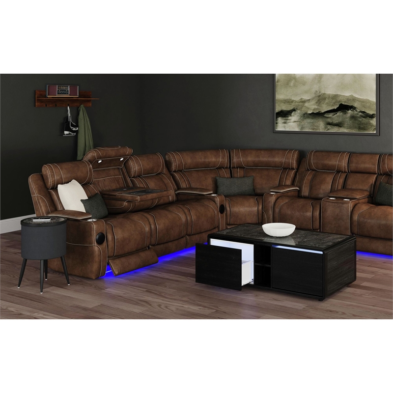 Picket House Furnishings Nebula  Round Smart End Table in Black