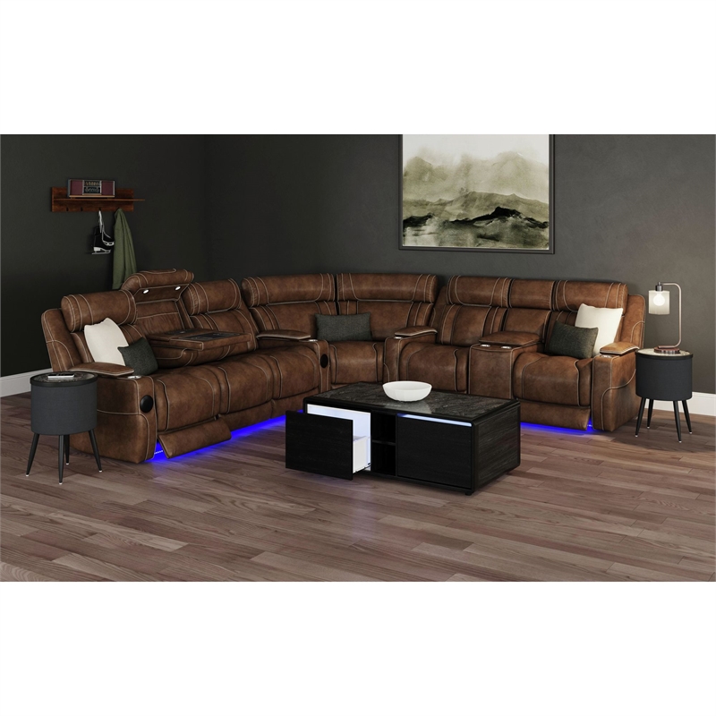 Picket House Furnishings Nebula  Round Smart End Table in Black