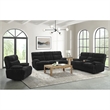 Picket House Furnishings Merrick Motion Loveseat with Console in Masis Black