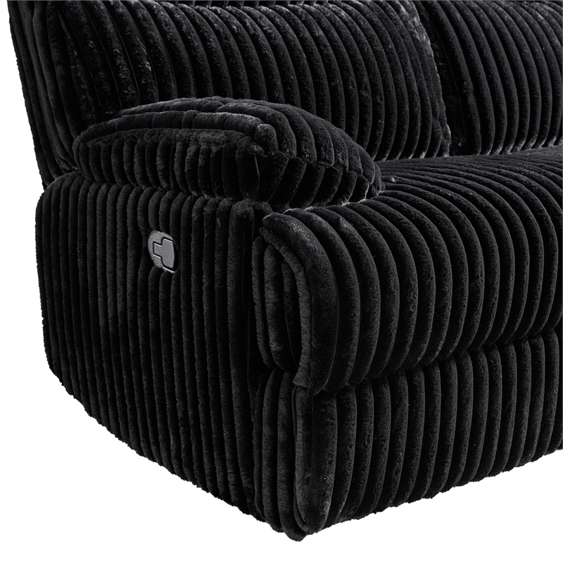 Picket House Furnishings Merrick Motion Loveseat with Console in Masis Black