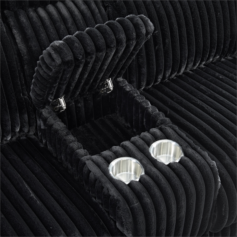 Picket House Furnishings Merrick Motion Loveseat with Console in Masis Black